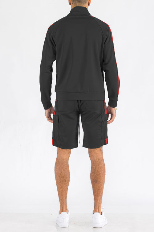 TWO STRIPE CARGO SHORT SET