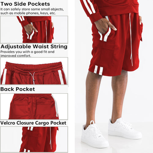 TWO STRIPE CARGO SHORT SET
